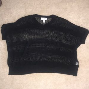 Joan Vass Black Mesh Top - Plus Size